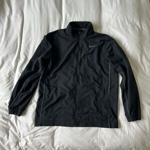 Nike Dri-Fit Black Full Zip Track Jacket | Lightweight Athletic Zip Up | Size L